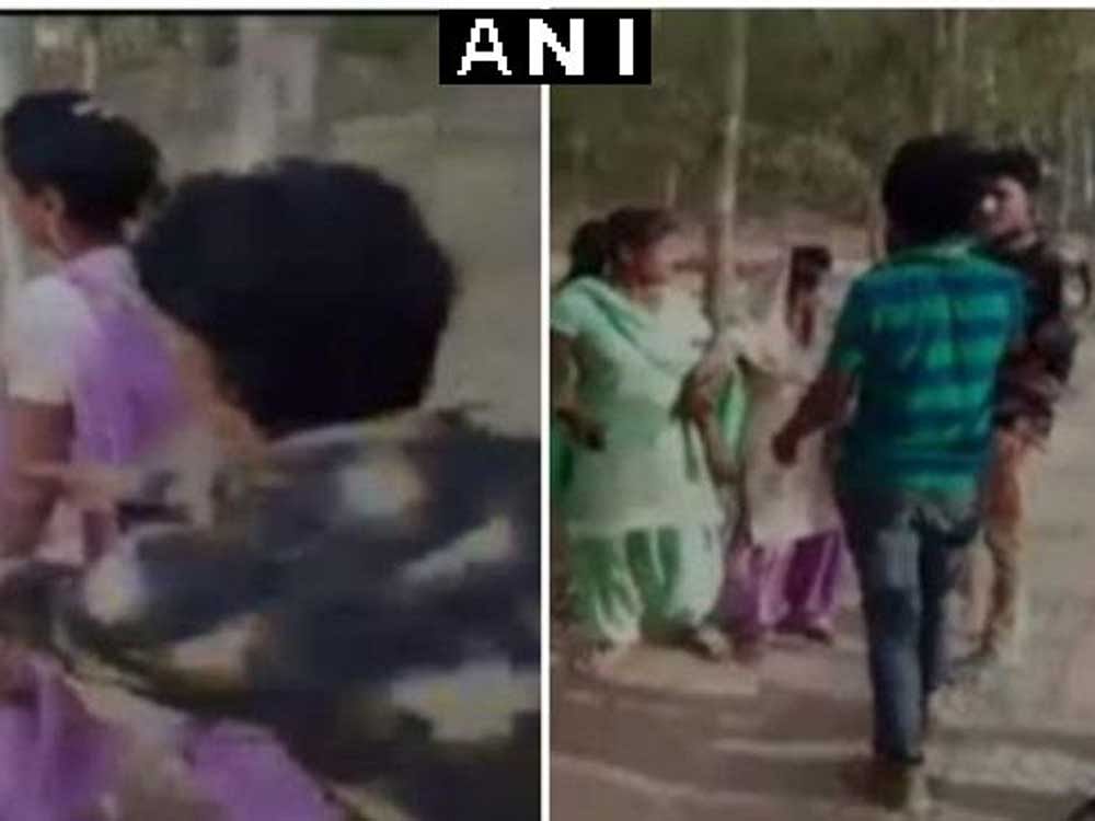 The incident came to light after a video, which went viral on the social networking sites, showed the two girls trying to protect themselves from the predators, who are seen laughing and indulging in indecent acts. Picture courtesy ANI