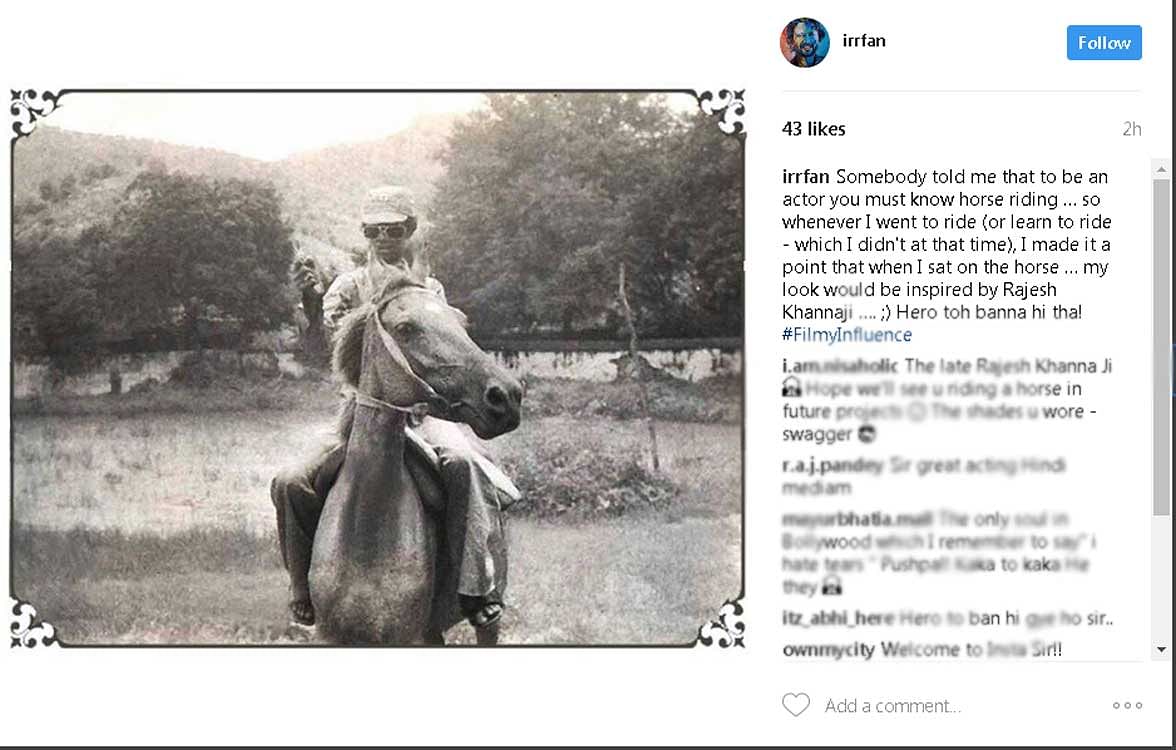 In the second photograph, Irrfan can be seen riding a horse. Instagram