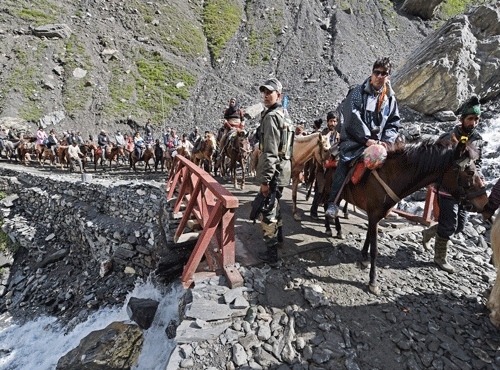 The 40-day long pilgrimage is scheduled to start on June 29 from the twin routes of Baltal in central Kashmir's Ganderbal district and Chandanwari in southern Anantnag district. Press Trust of India file photo