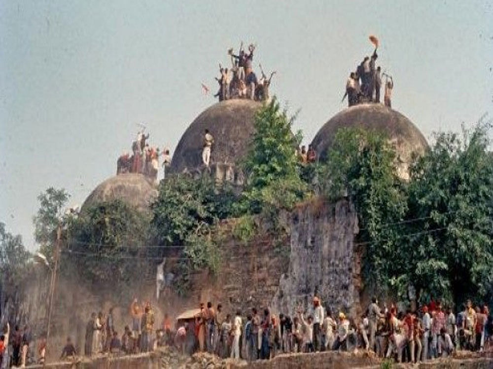 The 1992 Babri demolition case was renewed this year, with three BJP leaders being summoned for hearing by a CBI court. Photo credit: twitter.