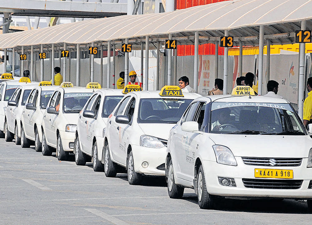 The BTTOA has gone a step ahead to urge all government agencies not to promote cab aggregators. The association's president Radhakrishna Holla said though the government has failed to bring a rule to regulate cab aggregators, its agencies, like KSTDC and the Railways, are running behind them. DH file photo