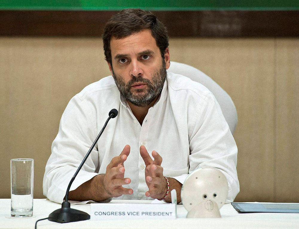 Rahul is scheduled to address a public rally at Sangareddy in Telangana. The Congress was unable to cash in on the creation of the new state and ceded ground to Telangana Rashtra Samithi, which swept the Assembly elections in 2014. PTI file photo
