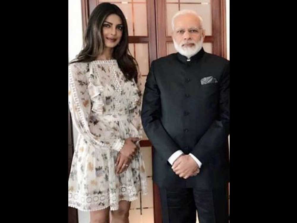 On May 30, Modi had taken some time out of his hectic schedule of bilateral talks and meetings in Berlin to meet actor Priyanka Chopra. Photo courtesy Twitter.
