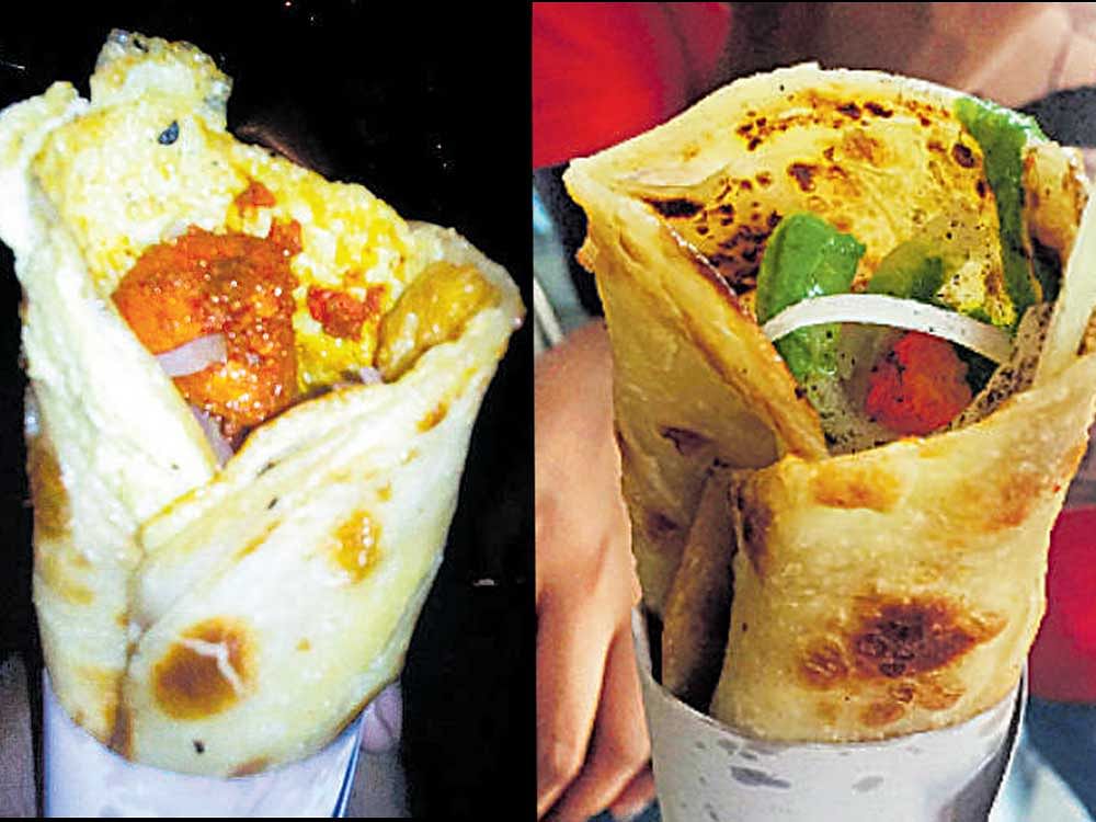 'Double chicken egg roll', 'Paneer roll'