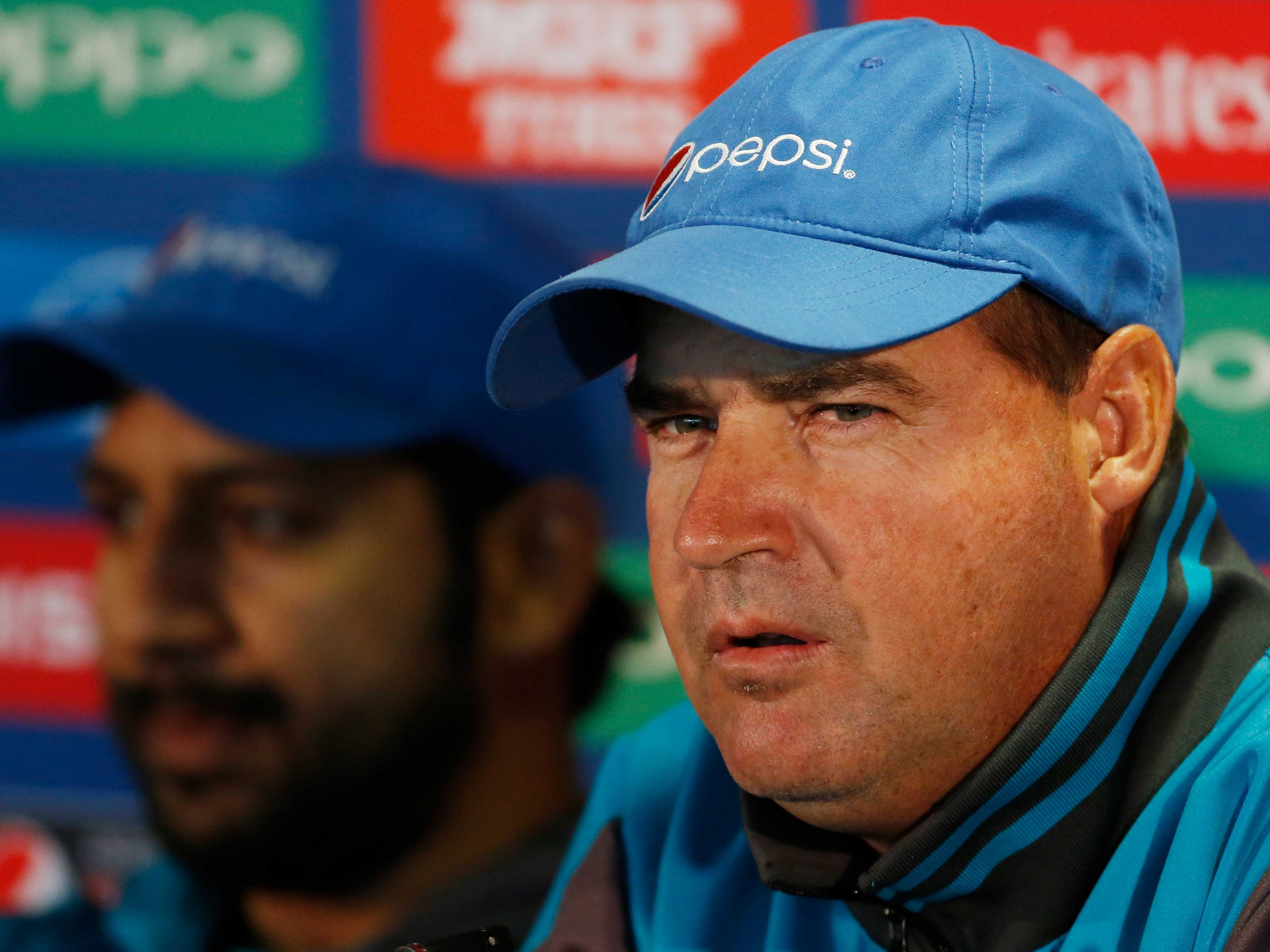 Pakistan coach Mickey Arthur and Sarfraz Ahmed during the press conference. Reuters image.