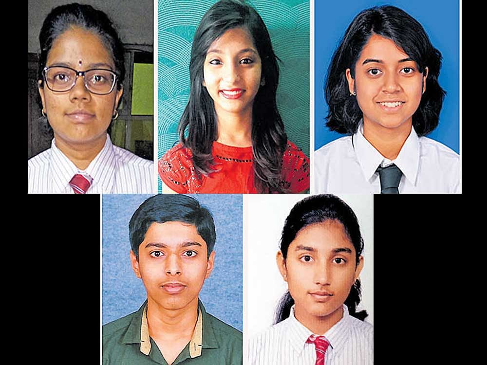 Adithi Hemachandra, Kajal R Jain, Oindrila Rakshit, Param Agrawal and Parvathy P N, who scored 10-point CGPA in the CBSE Class X examinations.
