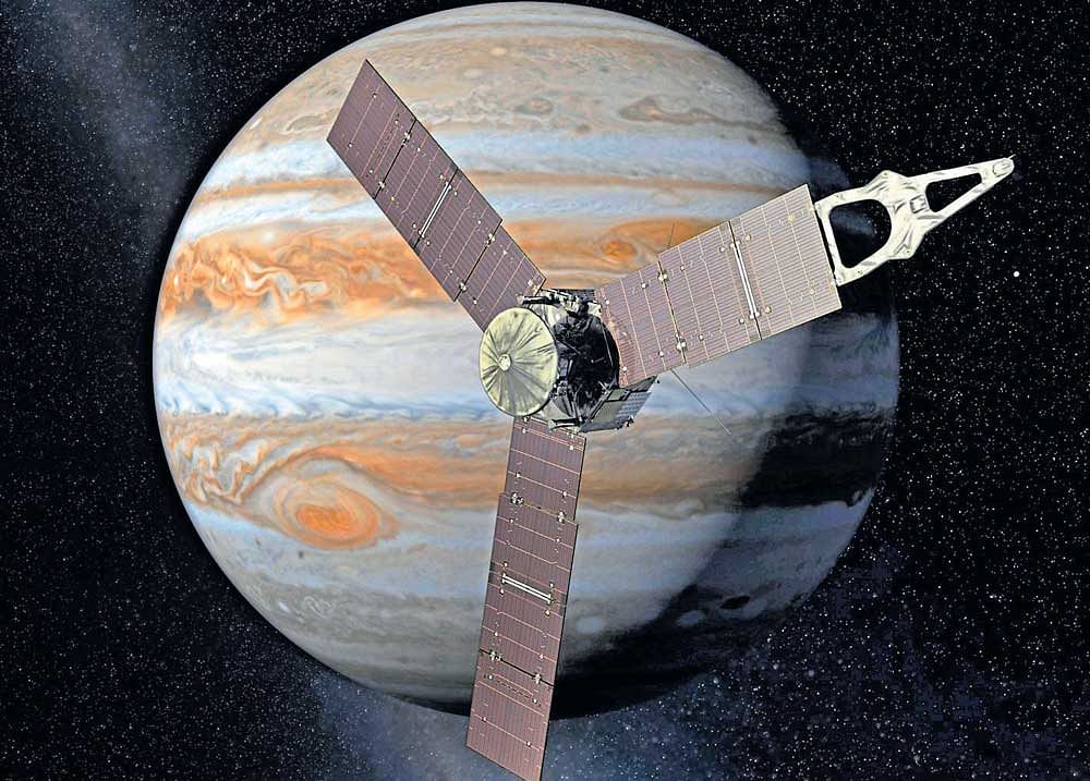 Unknown: Recent findings from Juno spacecraft indicate that many aspects of Jupiter have defied expectations; (below) the planet's south pole seen by Juno from an altitude of 32,000 miles. PHOTO CREDIT: NASA