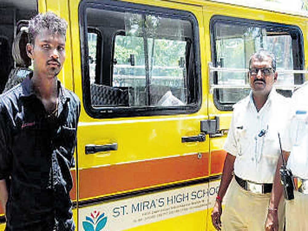Ravi, the driver of St Mira's High School van, was arrested by the Wilson Garden  police for drunk-driving.