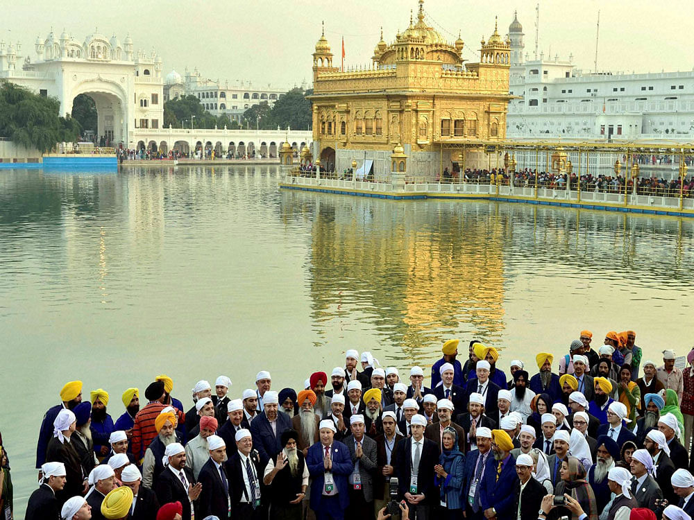 The memorial dedicated to those killed during the 1984 Army action on the Golden Temple witnessed a steady stream of visitors. Photo credit: PTI.