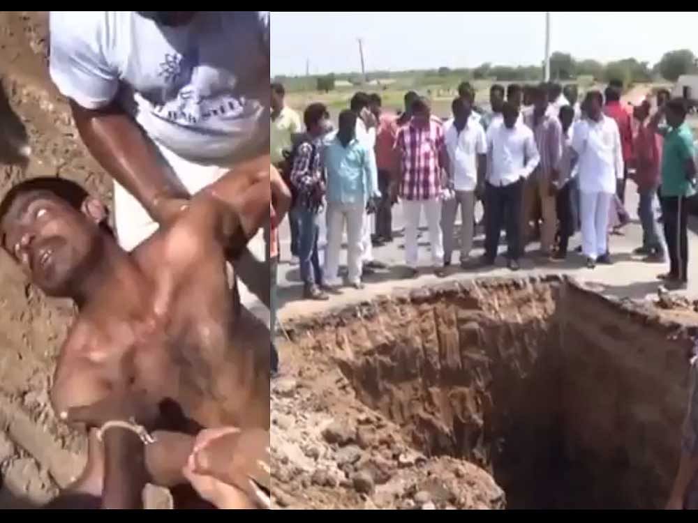 The incident happened on Monday in Warangal district even as police after getting the information immediately reached the spot and stopped the digging work and got the pit filled up, Assistant Commissioner of Police (Jangaon Division), T Padmanabha Reddy said.