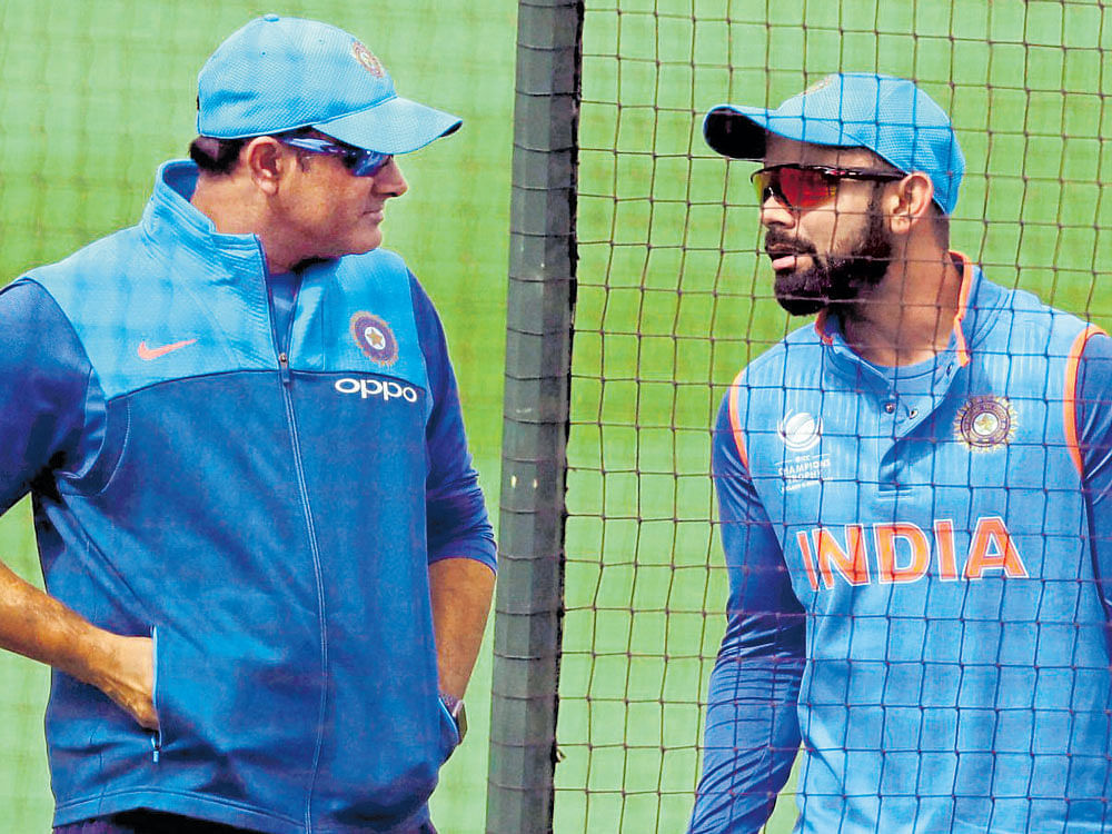 The deferment means that Kumble could go on the West Indies tour right after the Champions Trophy. In case Kumble doesn't go, assistant coach Sanjay Bangar can take the team. Photo credit: PTI.