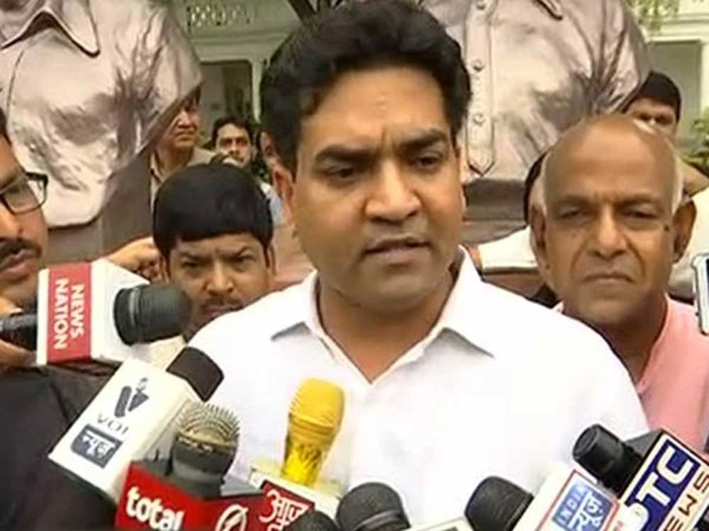 Irked at by being prevented entry into Kejriwal's home in Civil Lines, Mishra and his supporters raised slogans and sat on a protest there. In picture: sacked Delhi minister Kapil Mishra. Photo credit: ANI