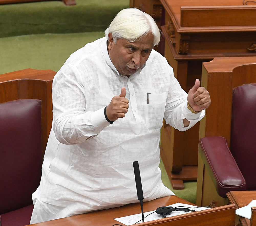 Rural Development and Panchayat Raj Minister H K Patil speaks in the Legislative Council on Friday. DH&#8200; File Photo