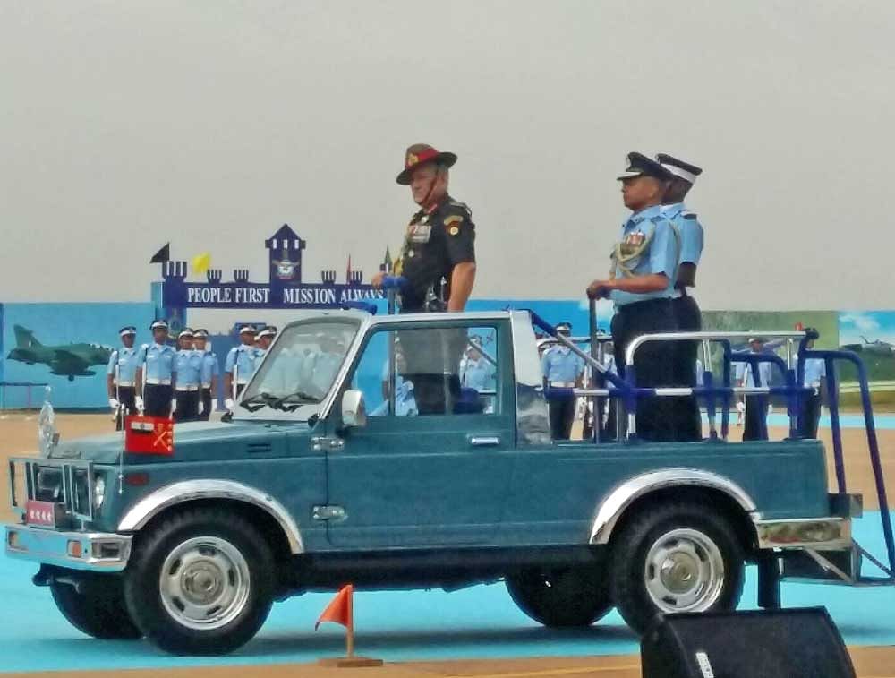 General Rawat reviewed impressive parade by 120  pilots and ground duty officers including 25 women of the Air Force Academy at Dundigal. DH Photo