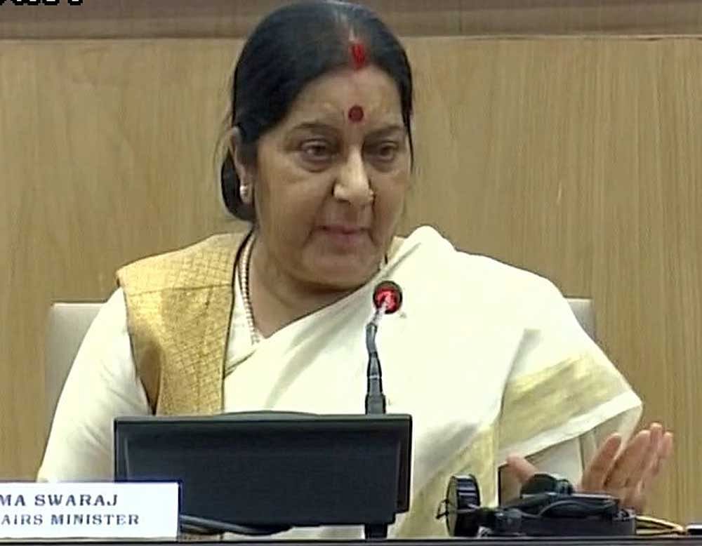 The presidential poll is scheduled to be held on July 17 while the counting of votes would be held on July 20. In Picture: External Affairs Minister Sushma Swaraj. Photo credit: PTI.