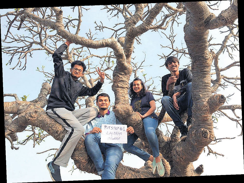 Local travels are becoming popular among youngsters in the city.  (Above) Anisha with her friends at Lalbagh.