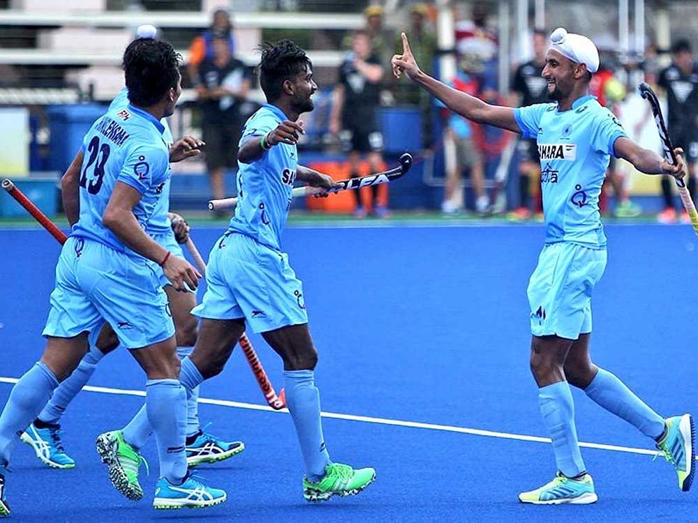 India defeated Scotland 4-1, Canada 3-0 before demolishing arch-rivals Pakistan 7-1 in their first three games. File photo. Courtesy Twitter.