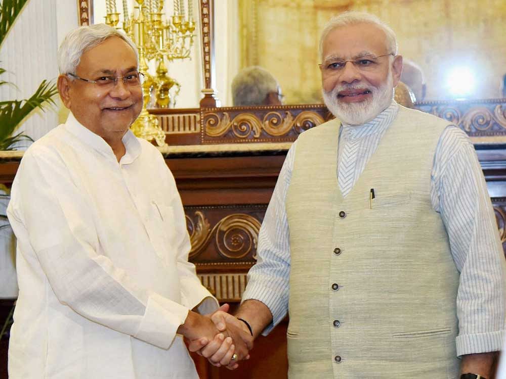However, sources close to him said that Nitish was not averse to Kovind's elevation as India's President as he enjoyed a very cordial working relationship with Kovind ever since he was appointed Bihar Governor in 2015. In Picture: Nitish Kumar and Narendra Modi. PTI file photo.