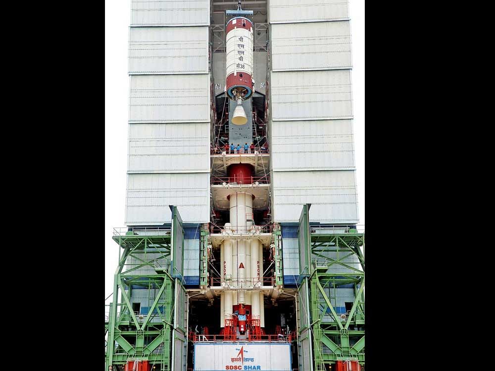 After successful GSLV-Mk-III heavy rocket mission, the Indian Space Research Organisation (ISRO) is all set to PSLV-C38 carrying 712 Cartosat-2 series, a remote sensing satellite on Friday. Deccan Herald photo