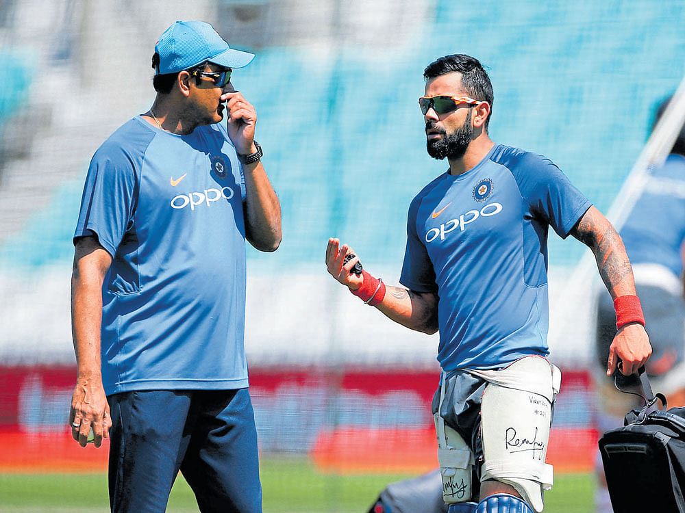 Captain Virat Kohli (right) had reservations about coach Anil Kumble's style, leading to the end of a successful partnership in Indian cricket. AFP