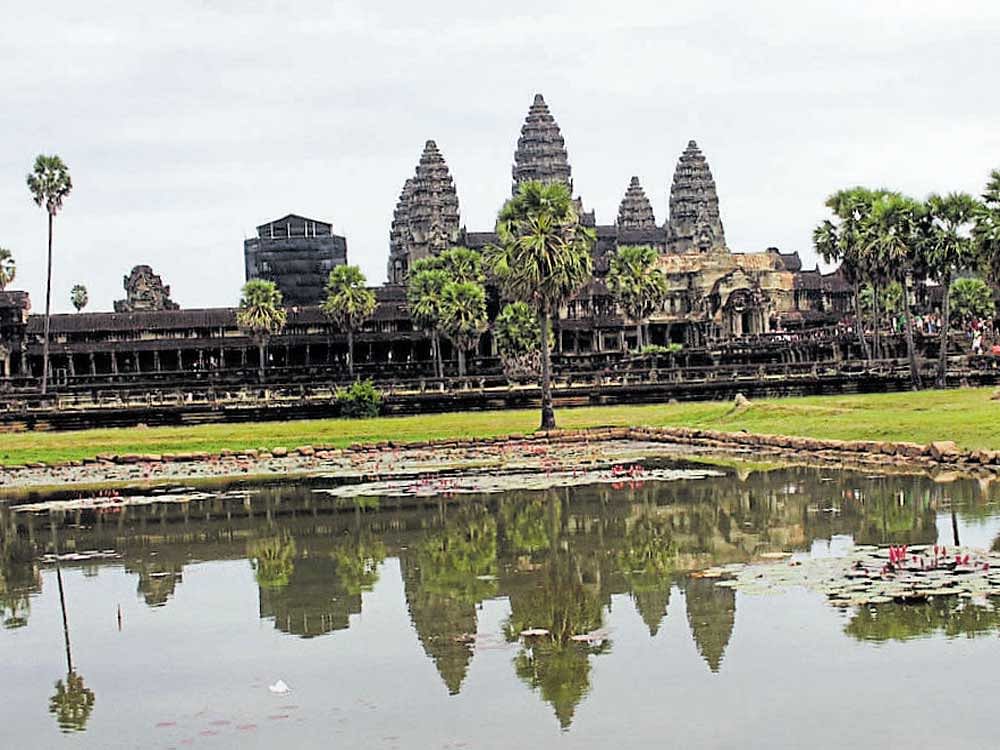 The Angkor Wat temple in Cambodia.