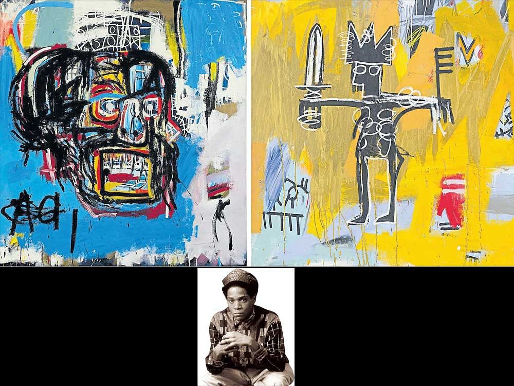 In picture: Jean-Michel Basquiat and his graffiti paintings.