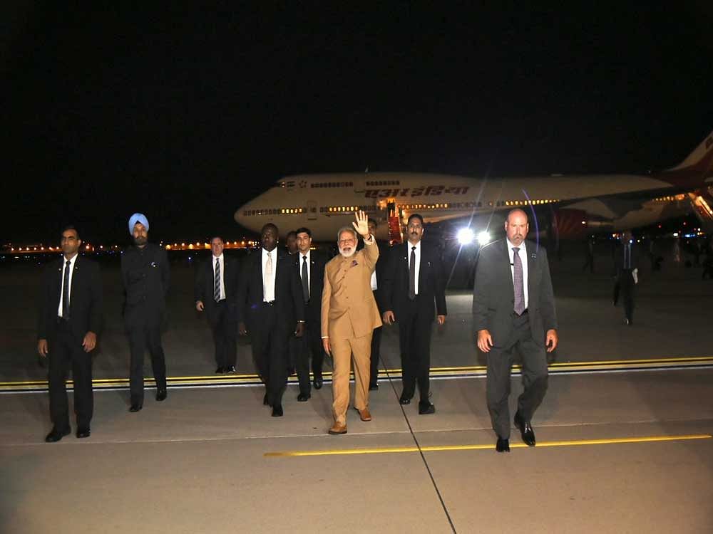 Modi arrived in the American capital early today after a day-long working visit to Portugal, the first ever bilateral visit by an Indian PM to the European nation. Picture courtesy Twitter