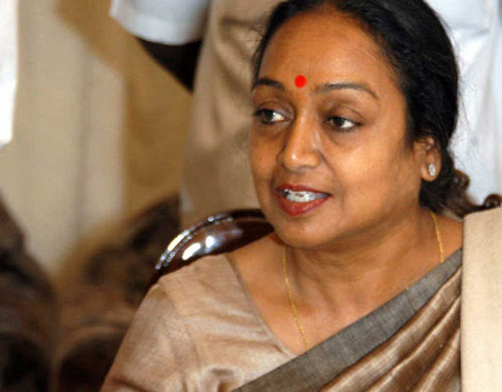 Making an emotional appeal to MPs and MLAs, Opposition presidential candidate Meira Kumar today urged them to cast their votes. DH Photo