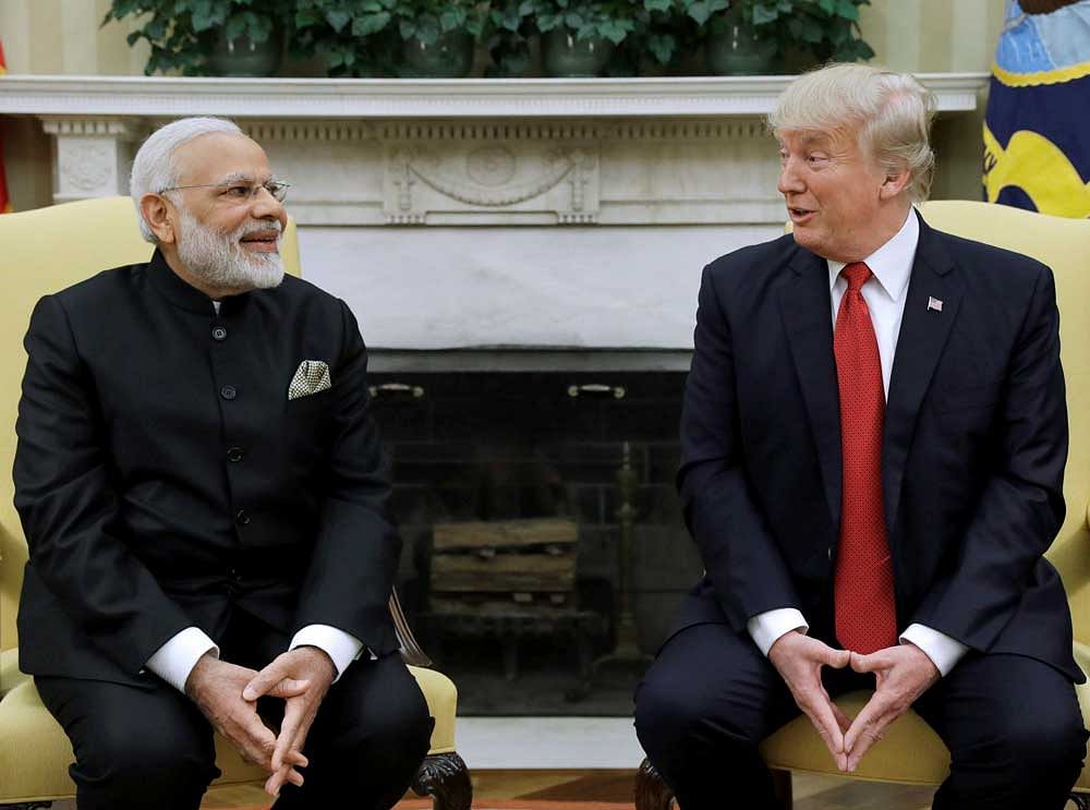 President Donald Trump meets with Indian Prime Minister Narendra Modi in the Oval Office of the White House in Washington, Monday, June 26, 2017. AP/ PTI
