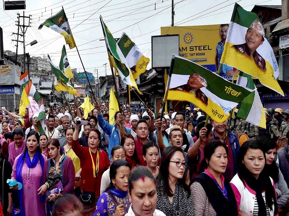 Caught between an ally's demand and political opportunity in the rest of West Bengal, BJP has rejected the request of statehood but is willing to lend its support for empowerment of Gorkhas who are escalating their weeks-long stir with each passing day. PTI File Photo