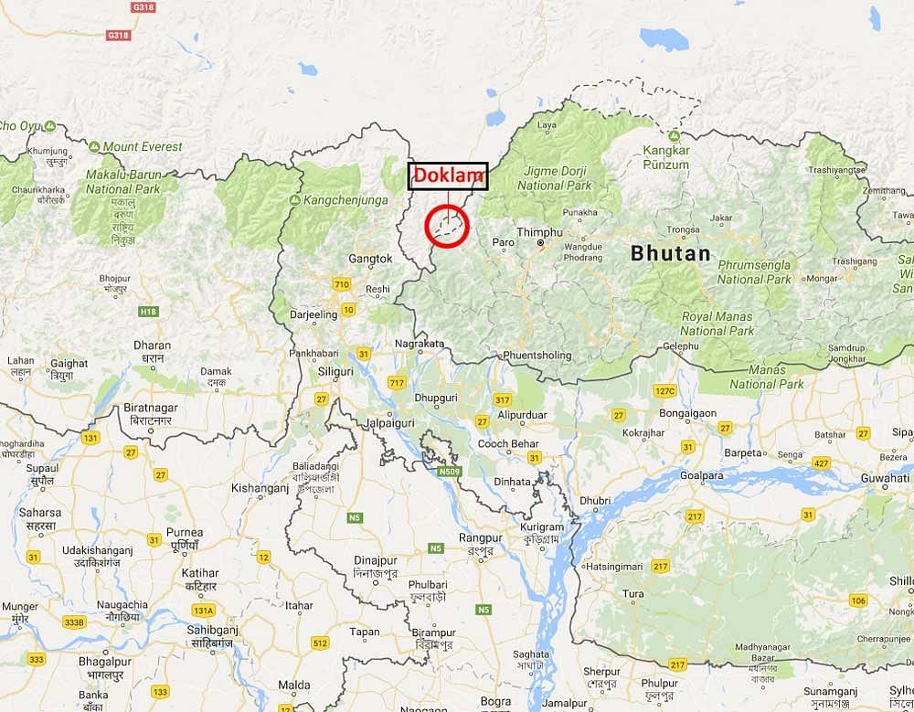 Doklam (or Donglang), where Beijing claims its China's People's Liberation Army soldiers were building a road but stopped by Indian Army soldiers, is a plateau in western Bhutan.