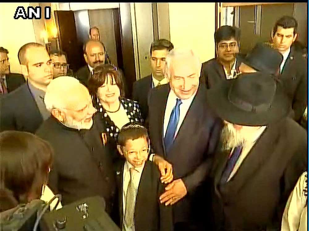 Modi's decision to meet Moshe, now 11, along his grandparents was an emotional moment for the family. Image: ANI Twitter