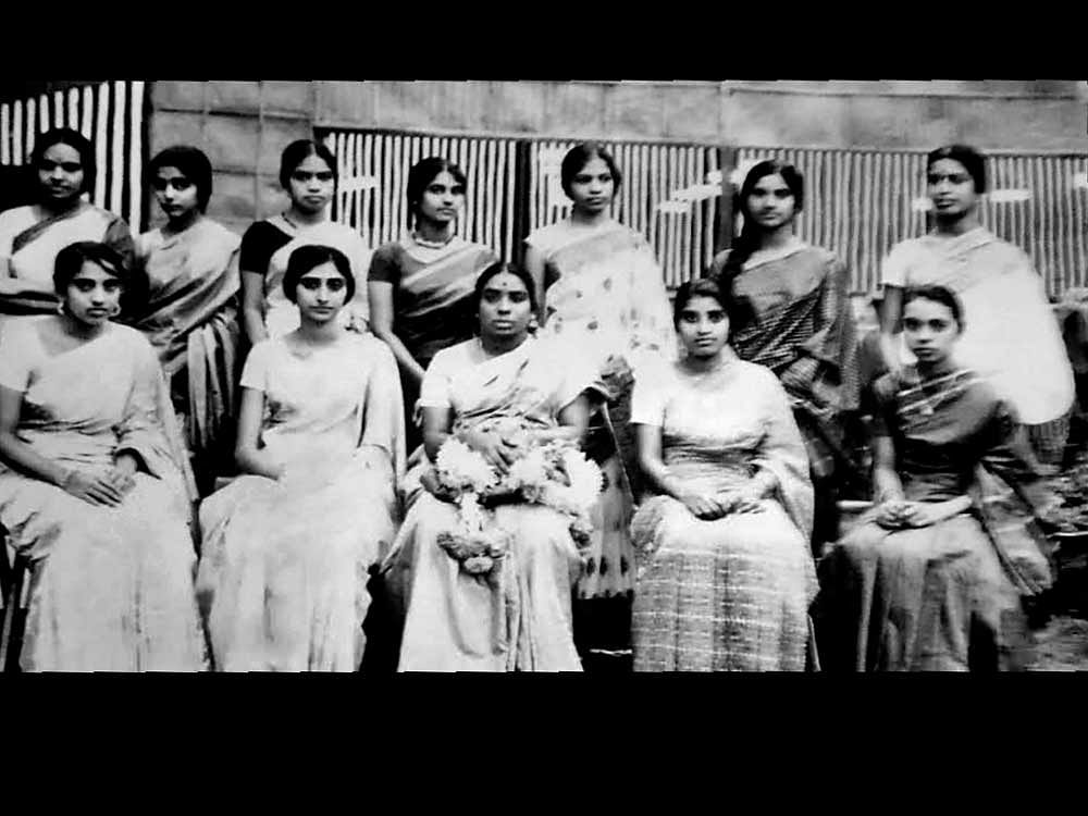 (Sitting, from left) Jameela Begum, Dr Nirmala Rao, Prof Selvi Das, Dr Musthari Begum (staff) and Mustari Begum (student). (Standing) K Padma, Remi Balaram, Padmam Nair, Kanthi, Prabhavathi, the author and Godavari.