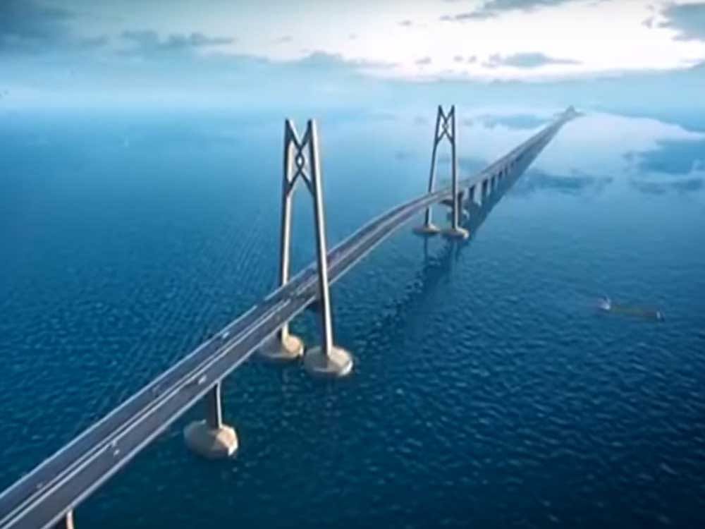 The main structure of the 55 kilometre long sea bridge linking Hong Kong, Zhuhai and Macao was completed on Friday. Twitter