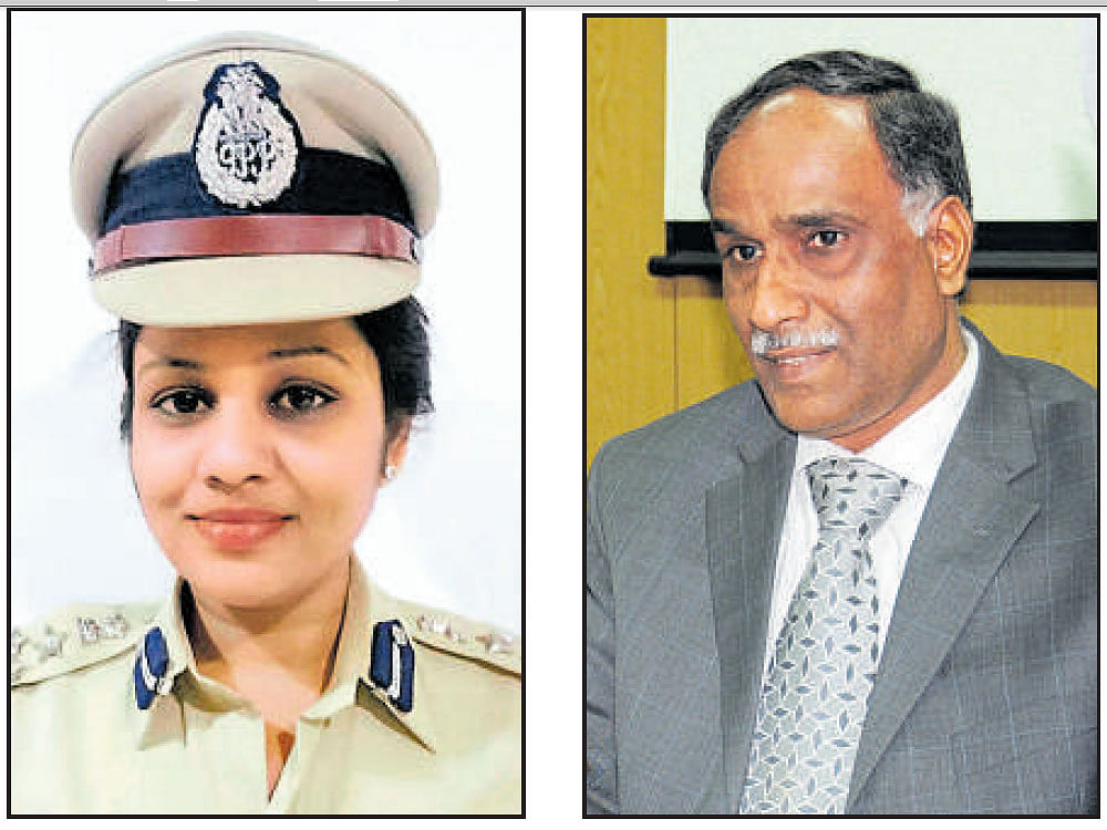 DIG Prisons (Administration) D Roopa and (right) DGP Prisons H N Sathyanarayana Rao