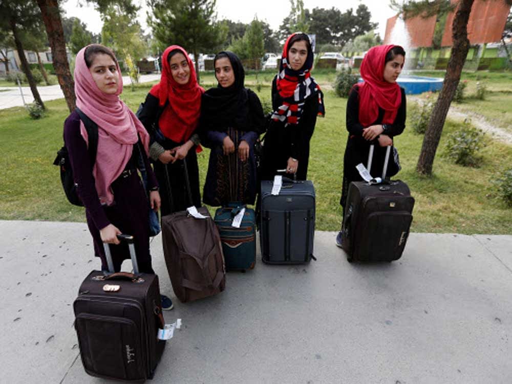Twice rejected for US visas, an all-girls robotics team from Afghanistan arrived in Washington. Reuters Photo