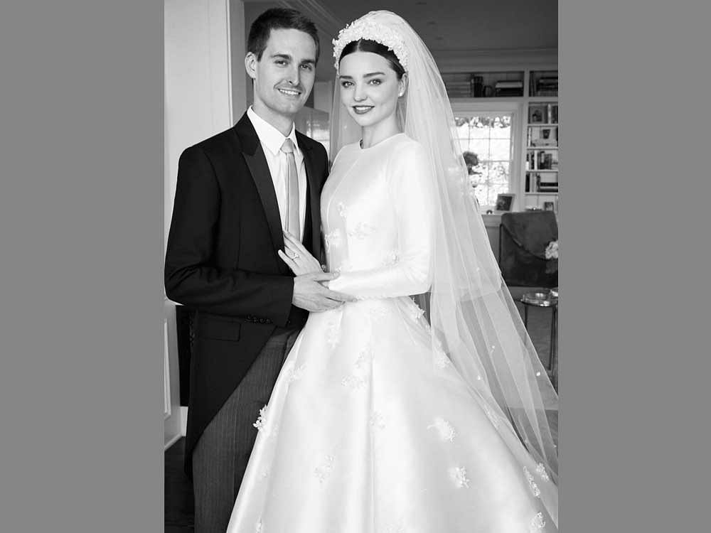 She gave Vogue the first look at her wedding gown, a long-sleeved satin creation with appliqued lilies by Dior Haute Couture, reported People magazine. Image courtesy: Instagram