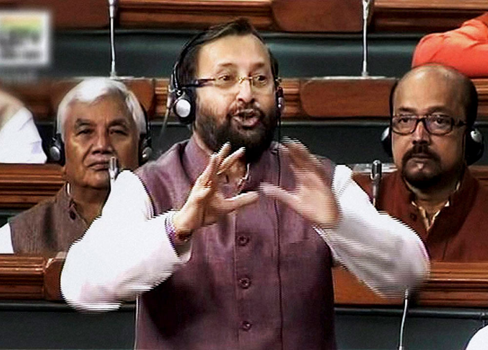Responding to the issue raised by CPI member D Raja in the Rajya Sabha during Zero Hour, HRD Minister Prakash Javadekar said the government's policy is to promote all Indian languages. PTI File Photo