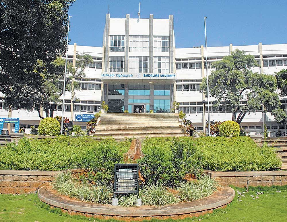 Anxious students are turning up at the Bangalore University campus in Jnanabharathi, with complaints about errors in their results.  DH file photo