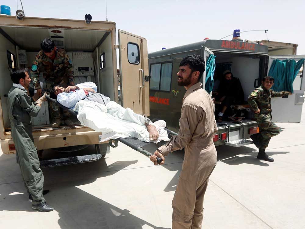 Afghan military medical personnel take an injured member of the Afghan security forces off an ambulance, prior to air transport for treatment in Kabul, at the Kandahar military Airport, Afghanistan July 9, 2017. Picture taken on July 9, 2017 Photo credit: Reuters. Representatioal Image.