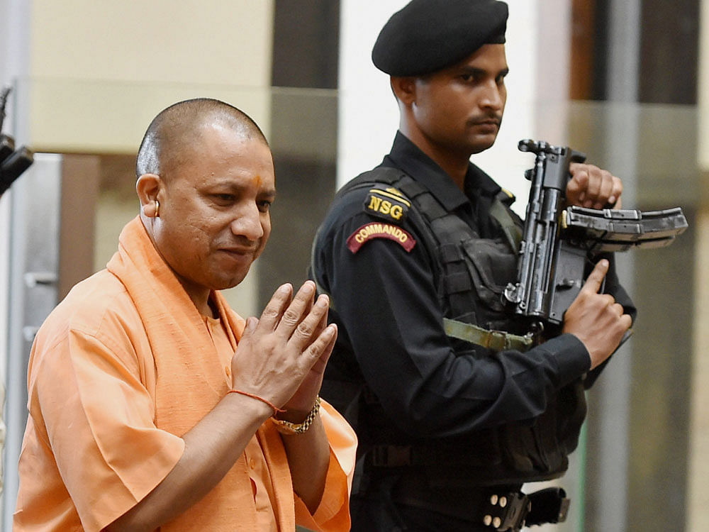 Adityanath also announced that the state government would take initiatives to develop Ayodhya as a centre of religious attraction for the people around the world. PTI Photo