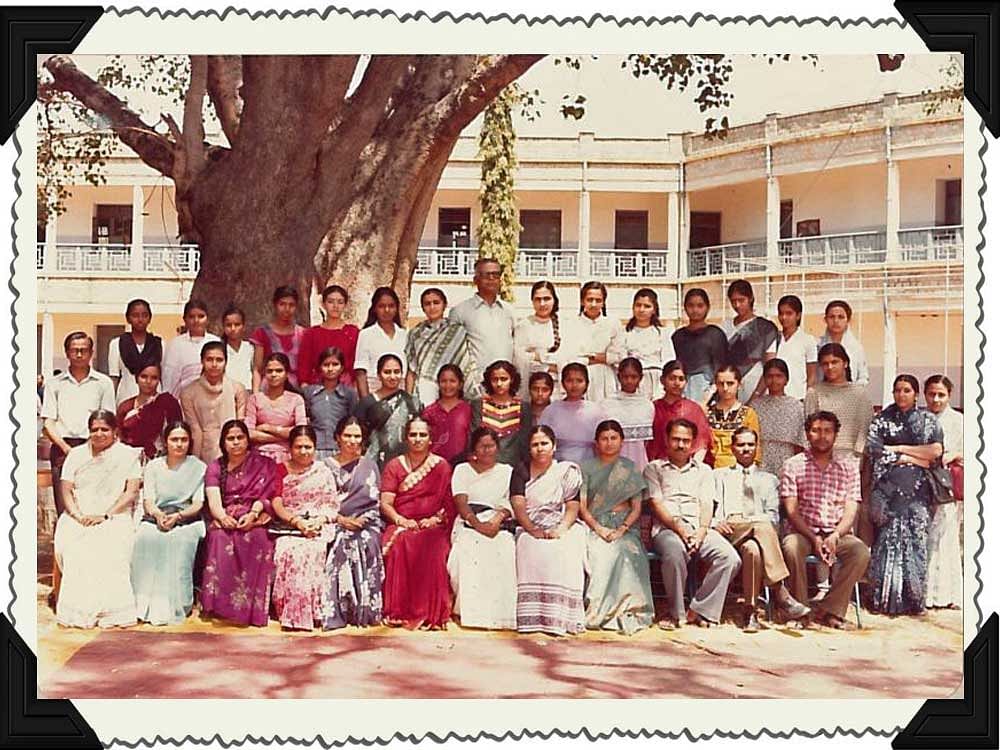 (Second row, from left) Latha (sixth), Hema, the author, Shaila, Manjula, Usha, Kiranmay, Asha, Jyothi and Hemalatha.