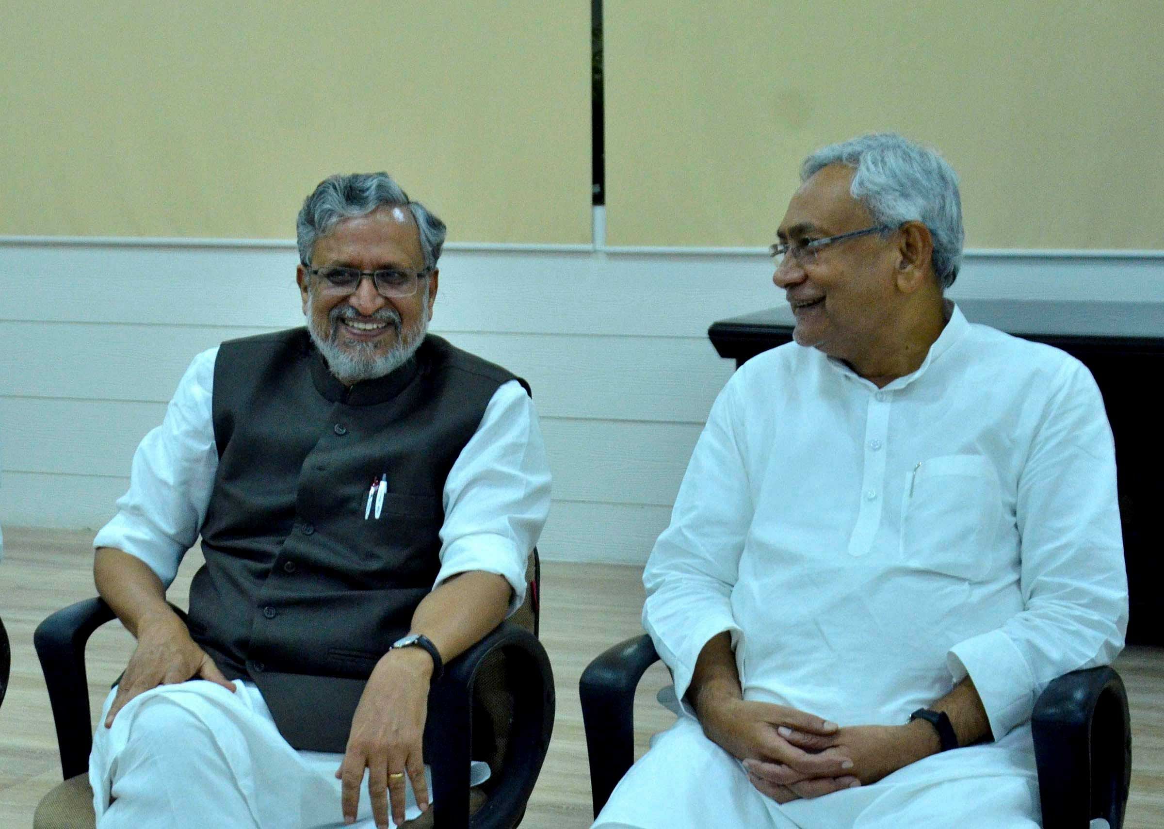 Nitish Kumar was sworn in as Bihar Chief Minister for the sixth time here on Thursday. Senior BJP leader Sushil Kumar Modi took oath as Deputy Chief Minister, a post he held from 2005 to 2013 before Nitish snapped his ties with the BJP. PTI photo