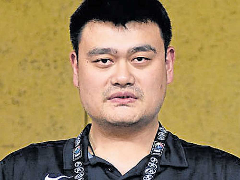 Chinese legend Yao Ming at the FIBA Women's Asian  Basketball Championships on Thursday. DH photo
