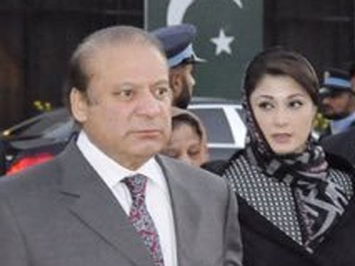 Maryam, 43, is seen by many as a political heir to the veteran politician and three-time premier of Pakistan. She has vigorously defended Sharif during the probe. Photo via Twitter. In picture:  Nawaz Sharif and his daughter Maryam Nawaz.