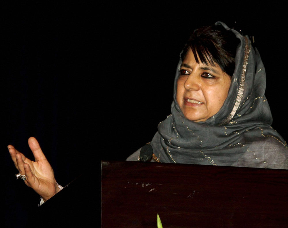 Mehbooba Mufti said the idea of 'azadi' in the minds of people of the state needs to be replaced with something else and drew attention to the 2005 working groups constituted to address the internal dimensions of the Kashmir issue. In picture: Jammu and Kashmir Chief Minister Mehbooba Mufti. Photo credit: PTI.