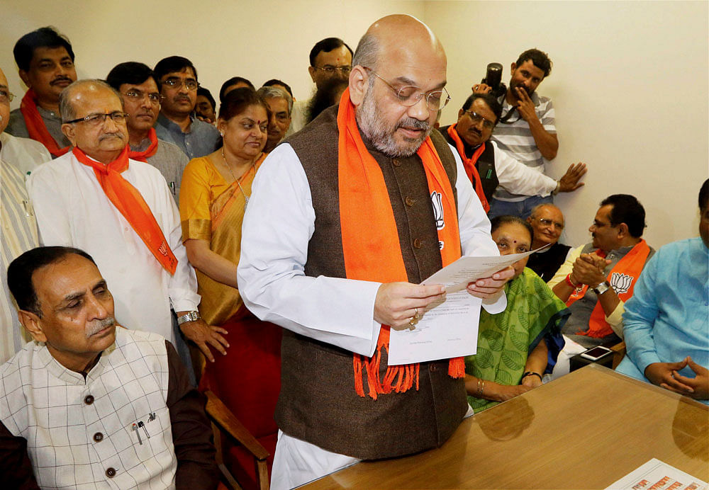 Having filed his nomination for the forthcoming Rajya Sabha polls, Amit Shah will take a tour of UP, which is currently headed by Yogi Adityanath. PTI photo.