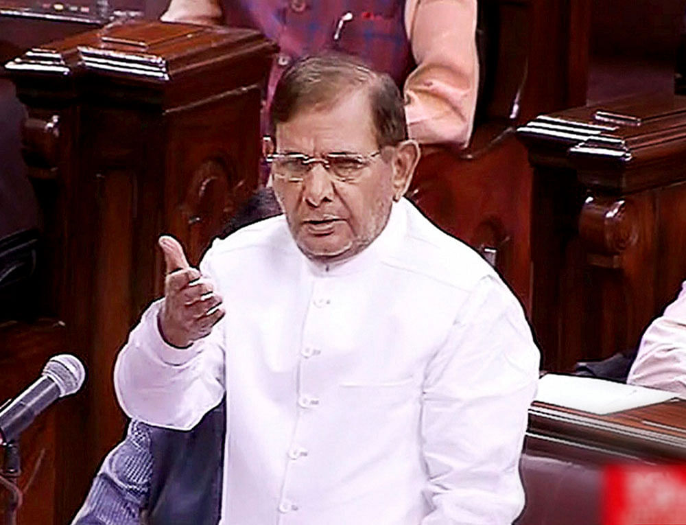 Sharad Yadav termed the end of the Grand Alliance in Bihar as 'unfortunate'. PTI photo.