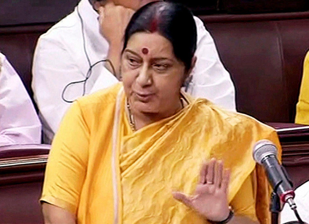 Sushma Swaraj said that the government must keep patient in resolving the stand-off, lest it aggravate the other side. PTI photo.