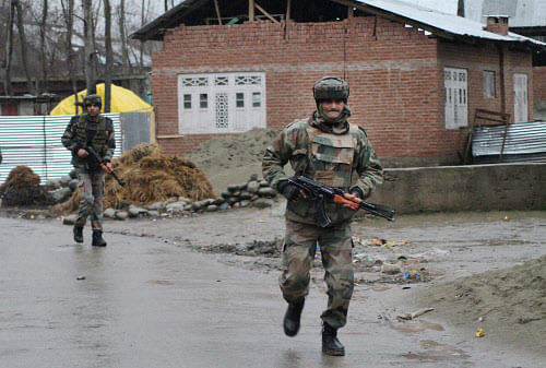 The encounter broke late last night at Kanibal in Bijbehara of Anantnag district, 55 kms from here, when the police along with Army and CRPF cordoned off a village following an intelligence input about the presence of militants, they said. pti file photo